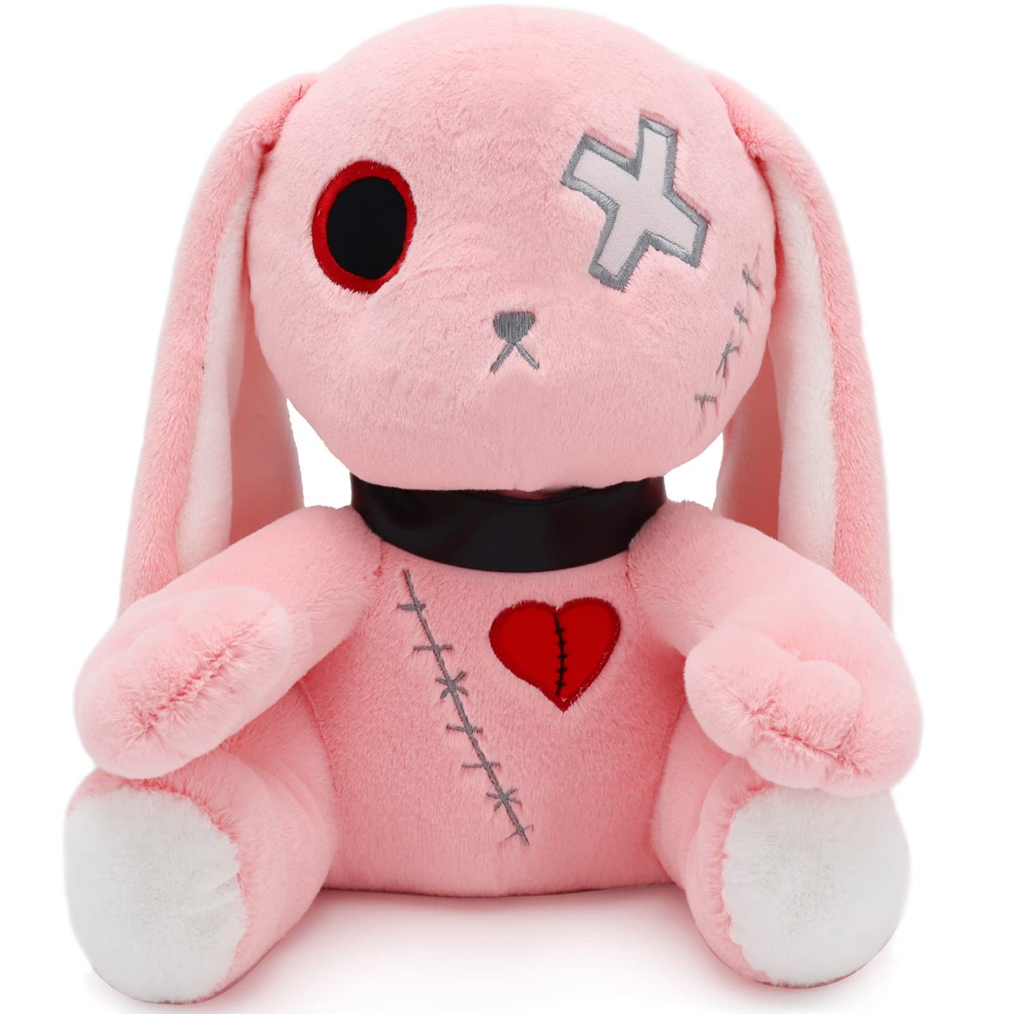 Qleewei Goth Bunny Plush Rabbit Stuffed Animal Horror Plushies Easter Stuffed Animal Creepy Spooky Bunny Stuffed Animal Crazy Rabbit Plushie Toy