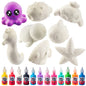 Idiy DIY Party Craft Kit Jumbo Ocean Pals Squishies (8 Unique Sea Animals w 12 Fabric Paints) -White Kawaii Scented Slow Rise Squishy Toys Scented Stress Relief Kids Birthday Activity Gift (4"-6")