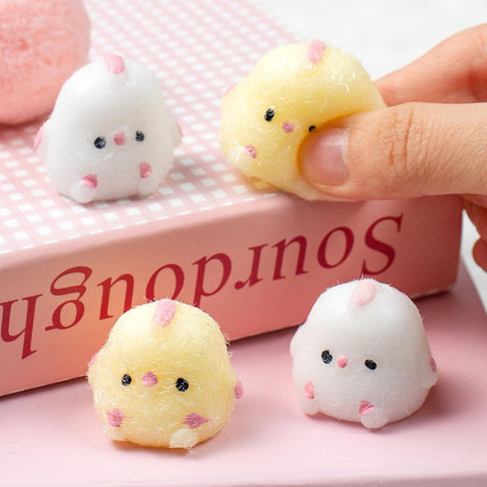 4pcs Mini Taba Squishies Squichy Chick Toy Party Favors for Kids Fufu Squishy Fidget Toys Small Chick White/Yellow Squeeze Toy for Stress Relief Suitable for Adults Kids