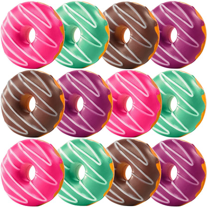 Donut Squishies Party Supplies - (Pack of 12) 3 Inch Slow Rising Squishy Toy Donuts for Kids Squeeze Ball and Stress Relief Donuts for Decorations and Themed Birthday Party Favors