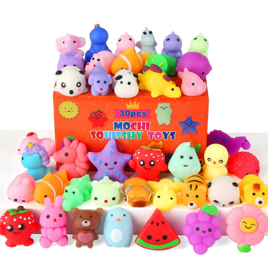 30 Pack Squishy Toys Kawaii Squishies Party Favors for Kids 4-8 8-12 Treasure Box Toys for Classroom Birthday Xmas Gifts Goodie Bag Mini Animals Mochi Squishy Stress Relief Sensory Toys Random